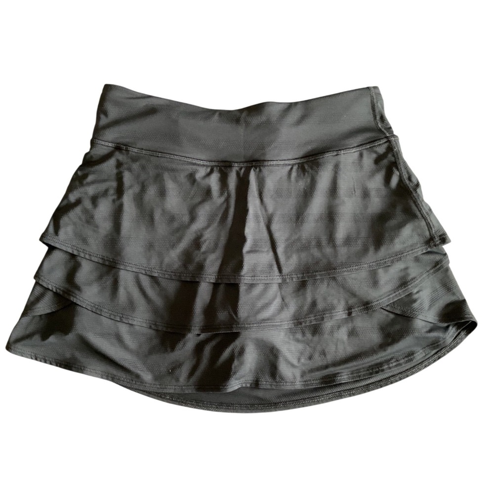 Athleta Girl Black Swing Skort‎ Tiered Athletic Skirt Shorts XL 14 Zipper Pocket